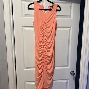 NWT INC International Concepts Peach Ruched Midi Dress